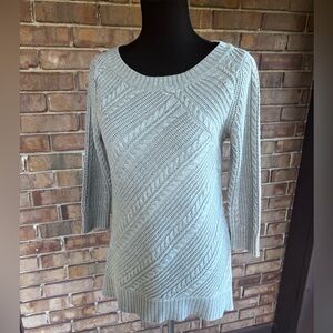 New York & Company Sweater Tunic Grey Cable Knit medium